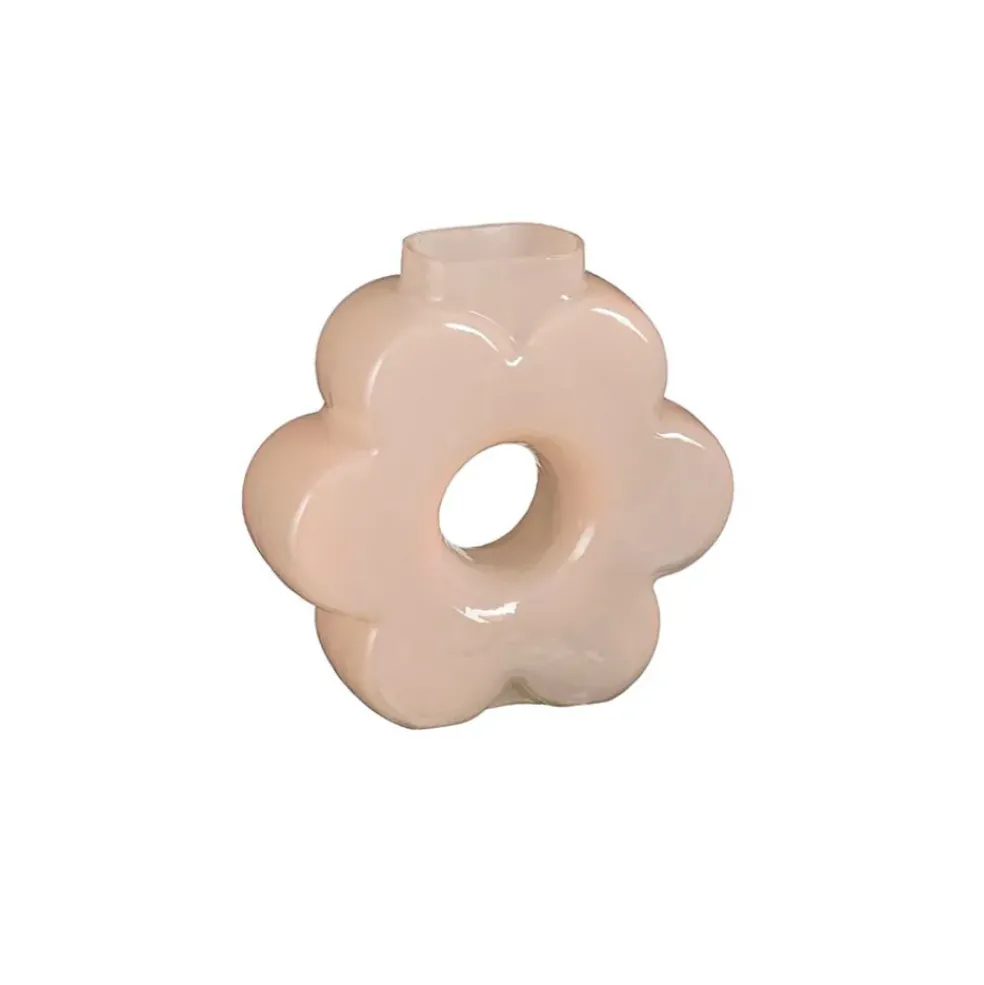 Vase fleur en verre rose