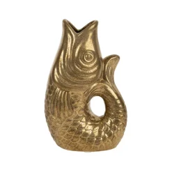 Vase poisson en grès doré h19.5 cm - Mer