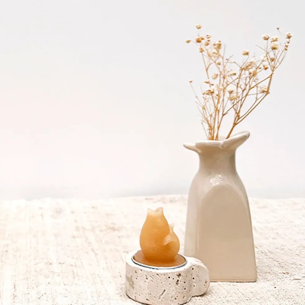 Vase soliflore en faïence sable h11cm