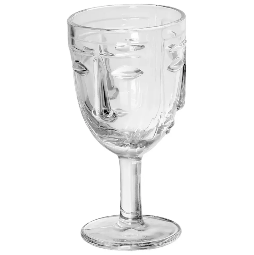Verre a pied visage transparent - d8xh16.5cm