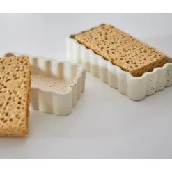 Vide poche rectangle en grès beige 14x9cm - Aurore