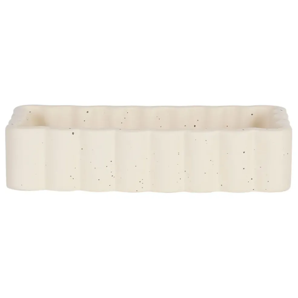 Vide poche rectangle en grès beige 18x10cm - Aurore